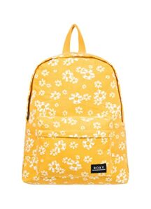 roxy women’s sugar baby canvas backpack, yolk yellow flower power ditsy, 1sz