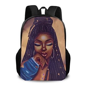 big capacity rucksacks, african american black woman girl painting anti-theft multipurpose bookbag with adjustable shoulder straps, school shoulder book bags, travel hiking daypack laptop backpack