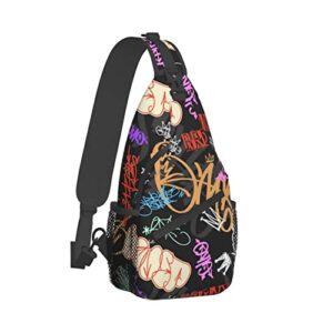 ZREXUO Graffiti Art Sling Backpack,Casual Crossbody Backpack Sling Bag Chest Daypack for Men Women Sport