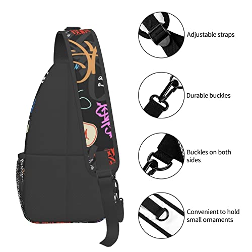 ZREXUO Graffiti Art Sling Backpack,Casual Crossbody Backpack Sling Bag Chest Daypack for Men Women Sport