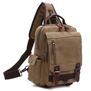 unisex lightweight multi pockets canvas small day bag school backpack vintage travel hiking rucksack for men/women daypack