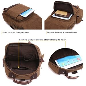 Unisex Lightweight Multi Pockets Canvas Small Day Bag School Backpack Vintage Travel Hiking Rucksack for Men/Women Daypack