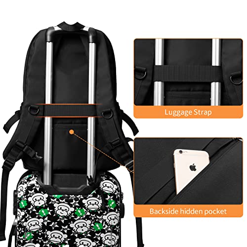 YOUMIAN School Backpack, Teen Girl Boy Middle School High School College Lightweight Student Daily Casual Laptop Bookbag Black