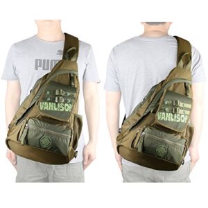Sling Bag with USB Charging Port, Sling Backpack USB, Larswon Shoulder Backpack, Large Crossbody Bag, Chest Bag Large Army Green