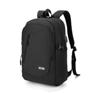 extra large laptop backpack, 37l capacity, for 16 inch notebook computer, anti-theft lock, waterproof travel backpack, with usb charging port, luggage strap, work business college school bag (black)