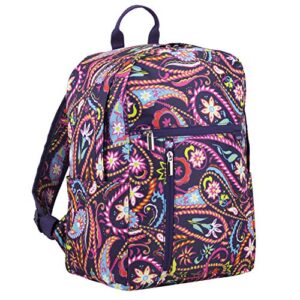 bodhi adorn casual paisley midi backpack, 15″ tall, blackberry/colorful paisley print
