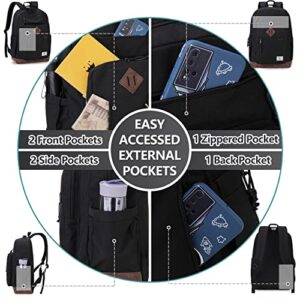 Backpack for Men Women,Vonxury Water-resistant 15.6 Inch Laptop Bookbag for School Work Travel (Black)
