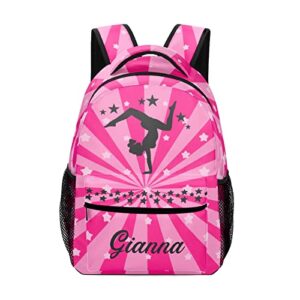 Gymnastic Pink Ray Personalized School Backpack Bags Kids Backpack for Teen Boys Girls Travel Backpack