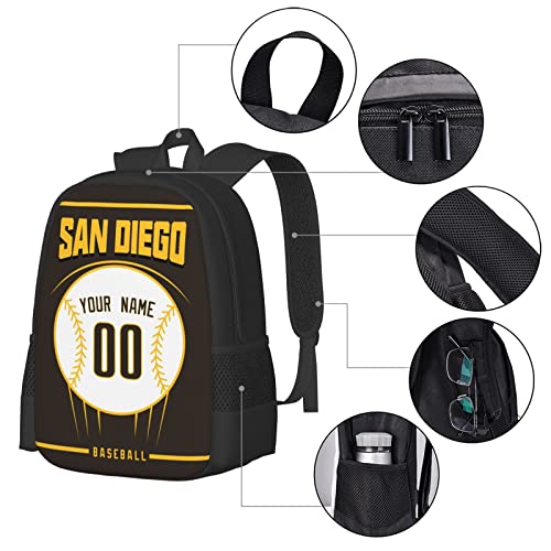 ANTKING San Diego Backpack Custom any Name and Number School Backpack for Men Youth Gifts