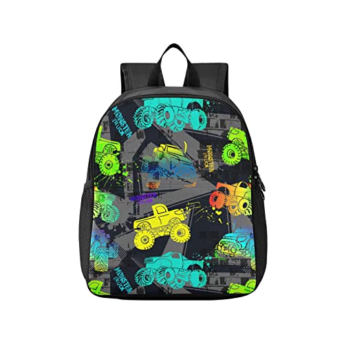 Sletend Toddler Backpack Colorful Monster Truck Waterproof Mini Backpack Boys/Girls Cute Small Backpack Kindergarten Pre School Bags (S)