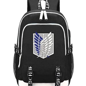 Anzeho Anime Attack on Titan Backpack Wings of Freedom Laptop Backpack Fit 15.6 Inch Schoolbag Bookbag Work Bag with USB Charging Port, Black-1