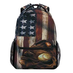 oarencol american flag baseball backpacks usa softball glove school travel book college shoulder bag for women girls men boys