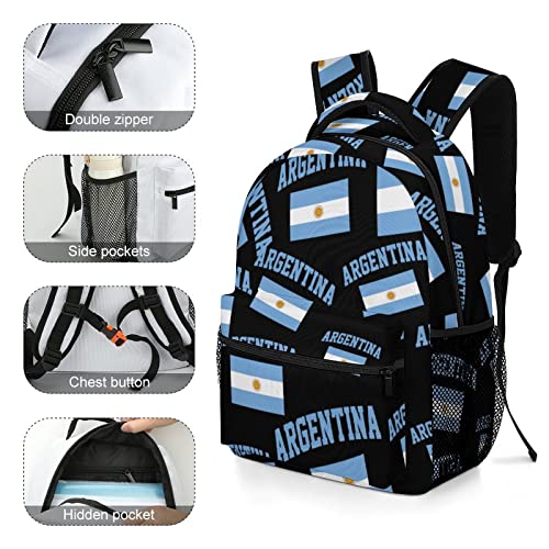 Flag of Argentina Lightweight Backpack for Boy Girl Casual Laptop Bookbag for Travel Camping Unisex