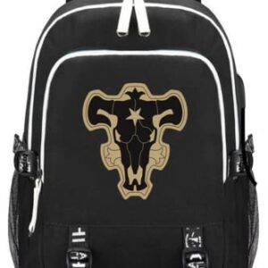 Black Backpack Clover Backpack School Bag Bookbag Laptop Backpack (Style 1), One Size