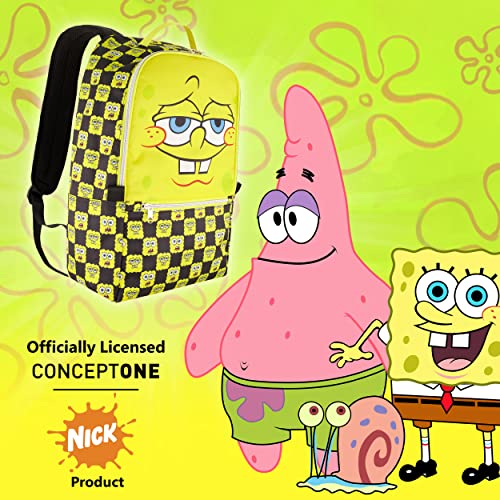 Concept One SpongeBob SquarePants 13 Inch Sleeve Laptop Backpack, Checkered Padded Computer Bag for Commute or Travel, Multi