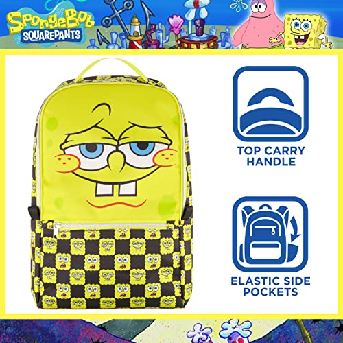 Concept One SpongeBob SquarePants 13 Inch Sleeve Laptop Backpack, Checkered Padded Computer Bag for Commute or Travel, Multi