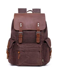 tsd brand stone creek waxed canvas backpack (brown)