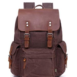 TSD Brand Stone Creek Waxed Canvas Backpack (Brown)