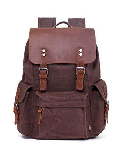 TSD Brand Stone Creek Waxed Canvas Backpack (Brown)