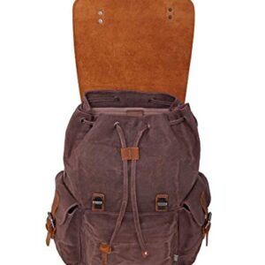 TSD Brand Stone Creek Waxed Canvas Backpack (Brown)