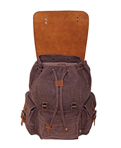 TSD Brand Stone Creek Waxed Canvas Backpack (Brown)