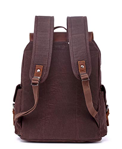 TSD Brand Stone Creek Waxed Canvas Backpack (Brown)