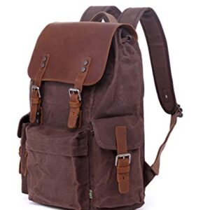 TSD Brand Stone Creek Waxed Canvas Backpack (Brown)