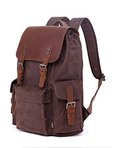 TSD Brand Stone Creek Waxed Canvas Backpack (Brown)