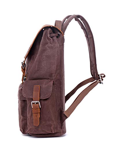 TSD Brand Stone Creek Waxed Canvas Backpack (Brown)