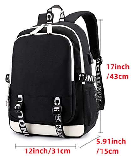 17Inch Chainsaw Man Backpack with USB Charging Port, Anime Cosplay Pochita Denji Power Latop Backpacks for School Travel (Pochita-A)