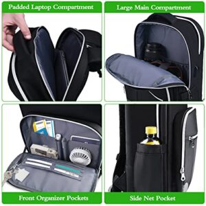 Business Laptop Backpack for Men with USB Charging Port, Durable Water Resistant College School Bookbag Travel Computer Backpack with Laptop Compartment Fits Up to 17 Inch Laptop Notebook, Black