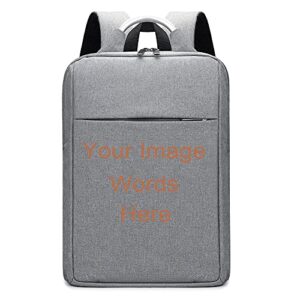 custom backpack laptop stylish personalized back pack for teen women men (grey)
