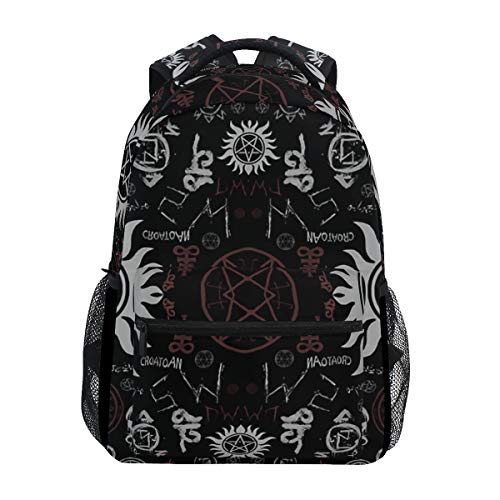 Backpacks Supernatural Symbols Black College School Book Bag Travel Hiking Camping Daypack