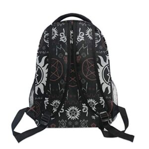 Backpacks Supernatural Symbols Black College School Book Bag Travel Hiking Camping Daypack