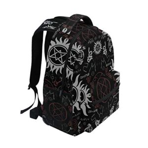 Backpacks Supernatural Symbols Black College School Book Bag Travel Hiking Camping Daypack