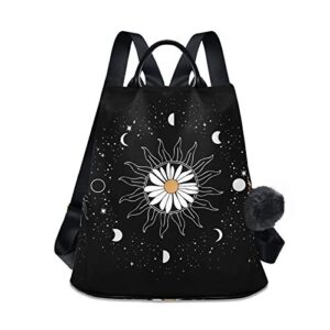alaza daisy flower sun moon backpack purse for women anti theft fashion back pack shoulder bag