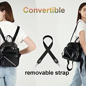 Women Cute Mini Leather Backpacks, Convertible Shoulder Bag Purse Casual Teen Girls School Holiday Small Daypack, Black