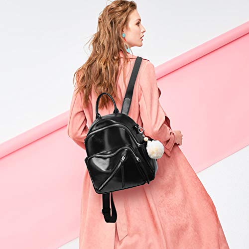 Women Cute Mini Leather Backpacks, Convertible Shoulder Bag Purse Casual Teen Girls School Holiday Small Daypack, Black