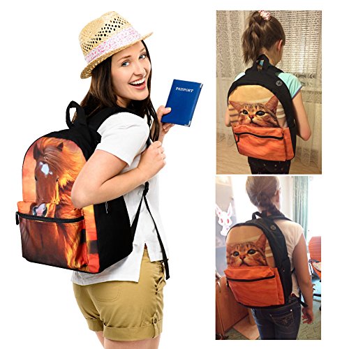 Dispalang 16.5 inch Horse Laptop Backpack Children School Bookbags High Class Back Pack