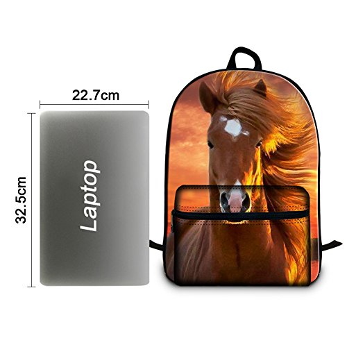 Dispalang 16.5 inch Horse Laptop Backpack Children School Bookbags High Class Back Pack