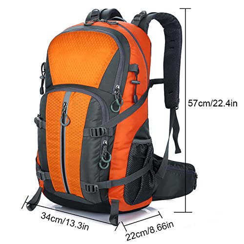 AUGUR Hiking Backpack 40L Lightweight Backpack Fit Camping/Outdoor/Traveling/Weekender/Overnight/Beach/Vacation Water Resistant Daypacks for Women Men (Orange)