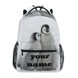 nander custom you name snow penguins backpack ,casual daypacks outdoor sports rucksack school shoulder bag for men women boys girls-12×7.3×16.9in