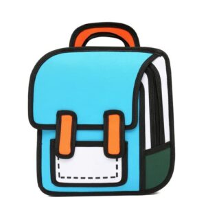 aobiono kawaii backpack cute cartoon 3d jump style 2d drawing from comic paper anime bookbag school supplies fun daypack (blue)