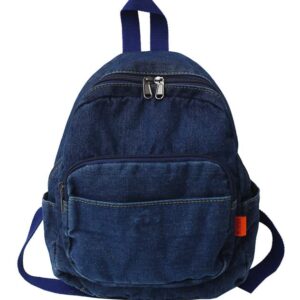 ZEHO Denim Backpack Jeans Backpacks Student Backpack High School Bookbags Retro Daypack, Dark Jean Blue One Size