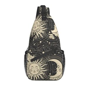 sling bag tarot sun moon witchy astrology night psychedelic hiking daypack crossbody shoulder backpack travel chest pack for men women