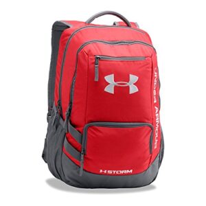 under armour storm hustle ii backpack, red (600)/silver, one size fits all