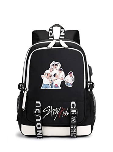 JUSTGOGO Korean KPOP Stray Kids Backpack Daypack Laptop Bag School Bag Mochila Bookbag E1