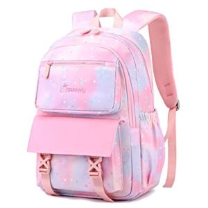 Tanou Kids Backpacks for Girls, 16 Inch Elementary Middle School Backpack, 2023 Lightweight Girl Bookbags with Anti-theft Pocket, Pink