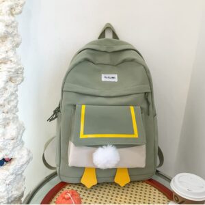 Kawaii Backpack Duck School Bag Casual Korean Version for Students Teens Aesthetic Cute Adorable Cartoon (Green)