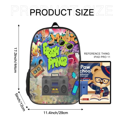 School Backpack /School Backpack Set The Fresh Prince Banner Photo Studio Graffiti Brick Wall Hip Hop Vintage Disco outdoor travel/leisure hiking backpack/suitable for boys and girls